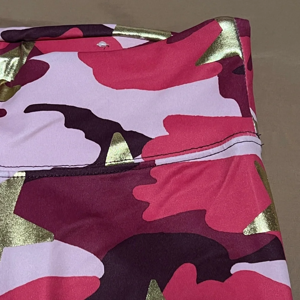 Justice Active Girls Pink Camo Gold Star Leggings Girls Size 10
